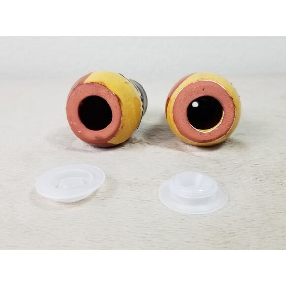 Salt & Pepper Shakers Folk Pottery Sal Pimienta 2 1/2" Ceramic 80's Home Decor - Picture 13 of 15